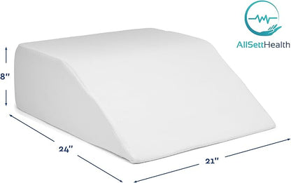 Leg Elevation Pillow for Sleeping - Wedge Pillows for After Surgery | Memory Foam Wedge Pillow for Legs | Relieves Foot and Ankle Injury, Leg, Hip, and Knee Pain, Improves Blood Circulation, 8 Inch