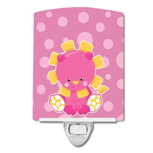 Caroline's Treasures BB6829CNL Girl Lion Ceramic Night Light Compact, UL-Certified, Ideal for Bedroom, Bathroom, Nursery, Hallway, Kitchen, 6x4x3, Multicolor