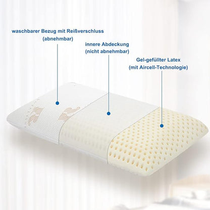 Royalisneeo 100% Talalay Latex Pillow, Soft, Foam Rubber Pillow Helps Relieve Pressure,Best Gift with Removable Cotton Cover for Back, Stomach and Side Sleepers（Queen）