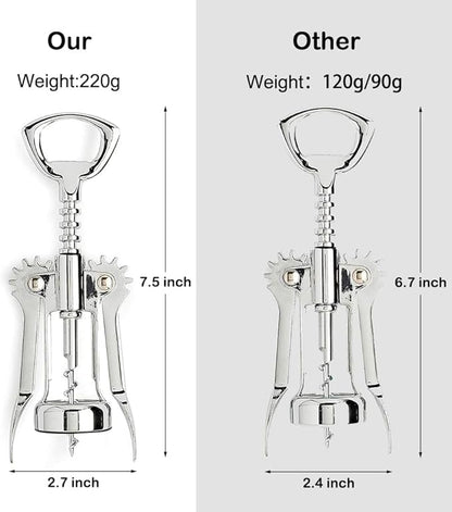 Wing Corkscrew Red Wine and Beer Bottle Opener with Wine Foil Cutter and Wine Stopper (401-Silver)