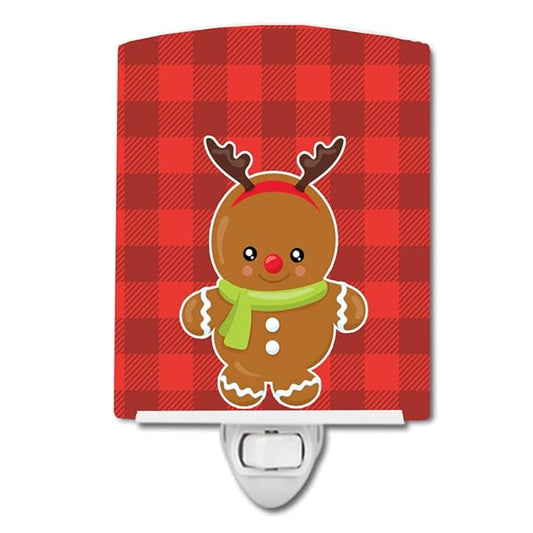 Caroline's Treasures BB8776CNL Christmas Gingerbread Reindeer Ceramic Night Light Compact, UL-Certified, Ideal for Bedroom, Bathroom, Nursery, Hallway, Kitchen, 6x4x3, Multicolor