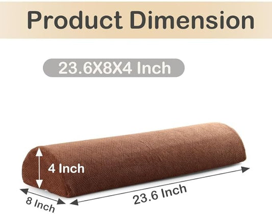 Recliner Leg Pillow Memory Foam Non-Slip Long Bolster Pillow for Legs, Knees, Lower Back and Head, Lumbar Support Pillow 23.6x8x4 Inch Coffee