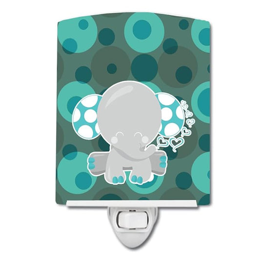 Caroline's Treasures BB6838CNL Polkadot Naptime Elephant Ceramic Night Light Compact, UL-Certified, Ideal for Bedroom, Bathroom, Nursery, Hallway, Kitchen, 6x4x3, Multicolor