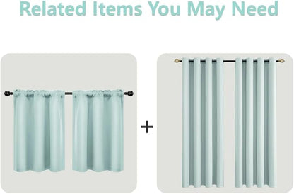 Mrs.Naturall Mint Green Curtains 63 Inch Length for Laundry Room,Blackout Robin Egg Blue Green Coastal Curtains for Bedroom Beach Themed Room Decor,Aqua Color
