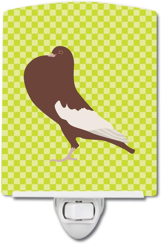 Caroline's Treasures BB7780CNL English Pouter Pigeon Green Ceramic Night Light Compact, UL-Certified, Ideal for Bedroom, Bathroom, Nursery, Hallway, Kitchen, 6x4x3, Multicolor