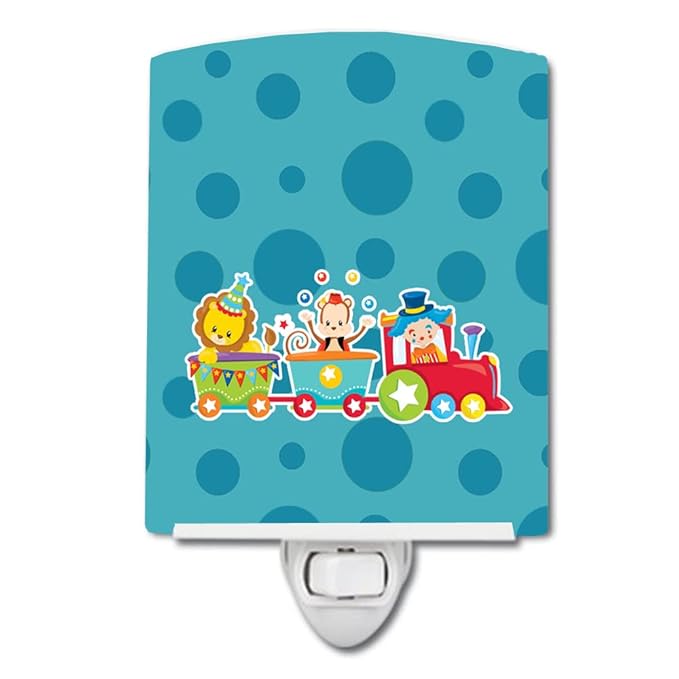 Caroline's Treasures BB8712CNL Circus Train Ceramic Night Light Compact, UL-Certified, Ideal for Bedroom, Bathroom, Nursery, Hallway, Kitchen, 6x4x3, Multicolor