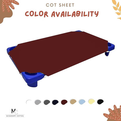 Pack of 6 Cot Sheet for Daycare Preschool Cot Bed -Polyblend Fabric with Corner Elastic Cots Sheets Fits On 22" X 40" Inches Size Toddler and Preschool Daycare Cot Burgundy 22 X 40 Size