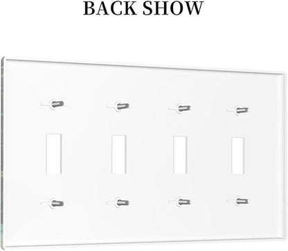 Green Dark Forest Mystical Mushroom Quad Toggle Light Switch Covers 4 Gang Wall Plate Decorative Switchplate Electrical Faceplate for Country Bathroom Bedroom Kitchen Decor