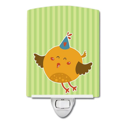 Caroline's Treasures BB6731CNL Birthday Bird Ceramic Night Light Compact, UL-Certified, Ideal for Bedroom, Bathroom, Nursery, Hallway, Kitchen, 6x4x3, Multicolor