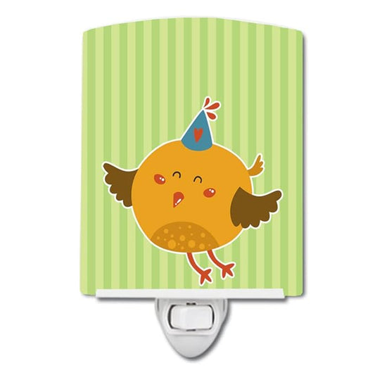 Caroline's Treasures BB6731CNL Birthday Bird Ceramic Night Light Compact, UL-Certified, Ideal for Bedroom, Bathroom, Nursery, Hallway, Kitchen, 6x4x3, Multicolor