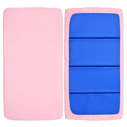 Nap Mat Sheet 2 Pack, 24" x 48" x 4" Fitted Elastic Corners Preschool Day Care Rest Nap Mat Cover, Soft & Breathable Baby Sheets for Regalo My Cot Portable Toddler Bed and Joovy Travel Cot, Pink