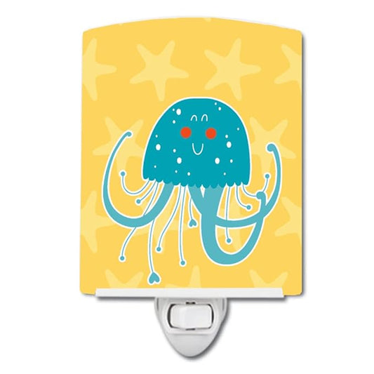 Caroline's Treasures BB6767CNL Jellyfish Ceramic Night Light Compact, UL-Certified, Ideal for Bedroom, Bathroom, Nursery, Hallway, Kitchen, 6x4x3, Multicolor