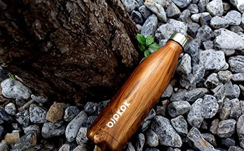 BJPKPK Insulated Water Bottle 17 oz Stainless Steel Water Bottles Cola Shape Water Bottles For Travel,Wood Graphics-Prussian Blue