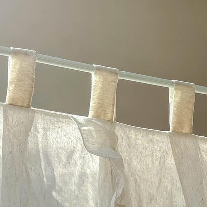 Mengersi Linen Canopy Bed Curtains,Bed Canopy Curtains Bed Drapes Sheer Curtains for Bedroom Decor (Ivory, California King)