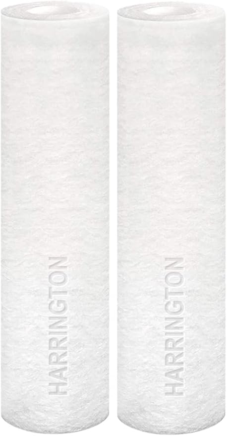 Harrington HVV1-10N 1 Micron 10" x 2.5" Premium Sediment Water Filter Replacement Cartridge - Made in USA - for Any Standard RO Unit | Whole House Sediment Filtration (Pack of 2)