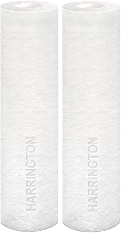 Harrington HVV1-10N 1 Micron 10" x 2.5" Premium Sediment Water Filter Replacement Cartridge - Made in USA - for Any Standard RO Unit | Whole House Sediment Filtration (Pack of 2)