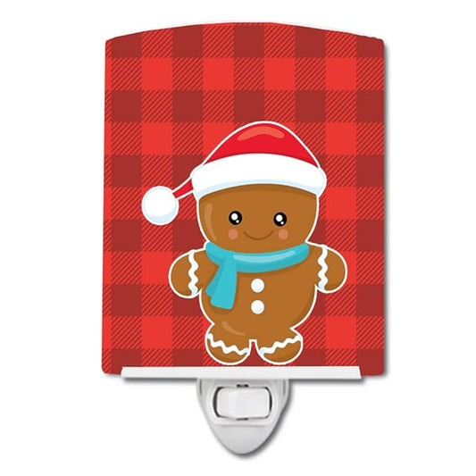 Caroline's Treasures BB8777CNL Christmas Gingerbread Santa Hat Ceramic Night Light Compact, UL-Certified, Ideal for Bedroom, Bathroom, Nursery, Hallway, Kitchen, 6x4x3, Multicolor