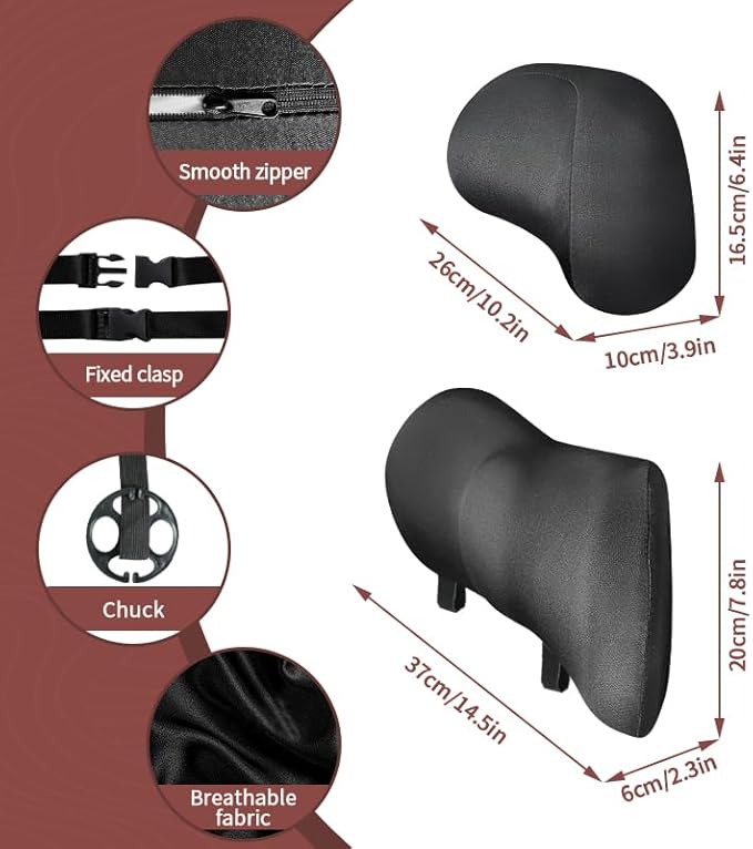 Car Lumbar Support and Car Neck Pillow - Memory Foam Ergonomic Back Cushion - Relieve Driving Fatigue - Comfort and Support Your Neck and Back - Suitable for Car Seats(Lumbar Support)