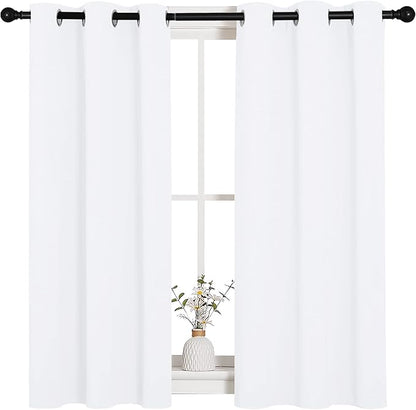 NICETOWN Draperies Curtains Panels, Blocking Out 50% Sunlight Window Treatment Curtains, Grommet Top Small Window Drapes for Bedroom (2 Panels, 34 by 45, White)
