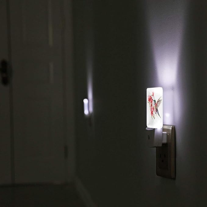 Funny Hummingbird Plug in Night Light Plug into Wall LED Nightlight Auto Sensor Dusk to Dawn lamp for Kids Girls Room Bedroom Bathroom Nursery Kitchen Hallway Stairs Home Decorative