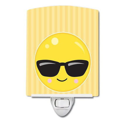 Caroline's Treasures BB8740CNL Cool Sunglass Face Ceramic Night Light Compact, UL-Certified, Ideal for Bedroom, Bathroom, Nursery, Hallway, Kitchen, 6x4x3, Multicolor