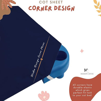 Pack of 24 Cot Sheet for Daycare Preschool Cot Bed -Polyblend Fabric with Corner Elastic Cots Sheets Fits On 22" X 52" Inches Size Toddler and Preschool Daycare Cot Navy Blue 22 X 52 Size