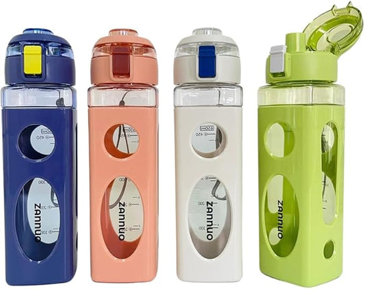Water Bottle with Rope handle Easy Carry, Sport Water Bottle for Gym, Outdoor, School and Office, Leak Proof Portable Water Bottle BPA Free, Drink Water Bottles 650 ml / 22 oz. (White)