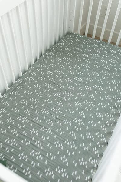Pines Muslin Crib Sheet by Mebie Baby, Soft and Breathable Bed Sheets for Babies, Modern Neutral Bedding for Cribs, Standard Crib Mattress Fitted Sheet, Great for Boy or Girl Room or Nursery