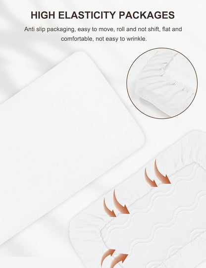 White Crib Sheets Cotton, 28" x 52" Baby Crib Sheets for Standard Crib Mattress, Soft and Breathable Neutral Cotton Crib Sheets (46C-12)