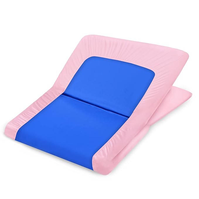 Nap Mat Sheet 2 Pack, 24" x 48" x 4" Fitted Elastic Corners Preschool Day Care Rest Nap Mat Cover, Soft & Breathable Baby Sheets for Regalo My Cot Portable Toddler Bed and Joovy Travel Cot, Pink