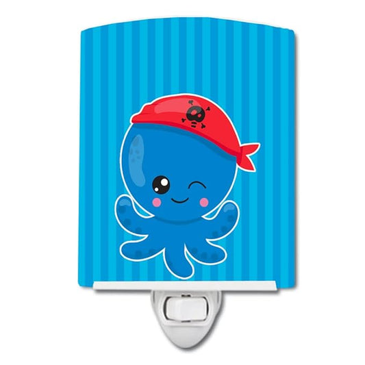 Caroline's Treasures BB8913CNL Nautical Pirate Octopus #2 Ceramic Night Light Compact, UL-Certified, Ideal for Bedroom, Bathroom, Nursery, Hallway, Kitchen, 6x4x3, Multicolor