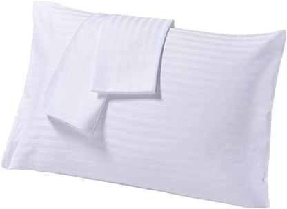Travel Pillowcase 12 x 16 Inch, 100% Egyptian Cotton Set of 2 Toddler Pillowcase Zipper Closer 600 Thraed Count - Toddler Travel 12x16 Zipper, White Stripe