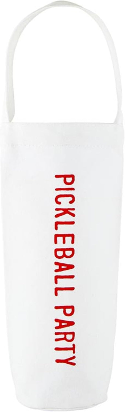 Santa Barbara Design Studio Canvas Wine Bag With Handle Reusable Gift Tote, 3.5" W x 11" H, Pickleball Party