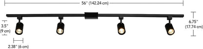 Globe Electric 59738 Tribeca 4-Light 56" Track Lighting Kit, Matte Black, Bulb Not Included