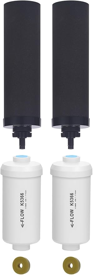 NSF/ANSI 375 Certified Water Filter, Replacement for Berkey® BB9-2® Black Filters & PF-2® Fluoride Filters Purification Elements and Berkey® Gravity Filter System, Pack of 4