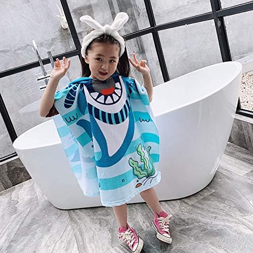 Lightweight Wearable Hooded Beach Towel Poncho for Kids, Toddlers Bath/Pool/Swim Poncho Cover-ups Swimwear Alligator & Shark 2PCS