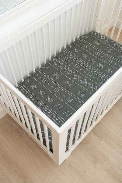 Alpine Muslin Crib Sheet by Mebie Baby, Soft and Breathable Bed Sheets for Babies, Modern Neutral Bedding for Cribs, Standard Crib Mattress Fitted Sheet, Great for Boy or Girl Room or Nursery