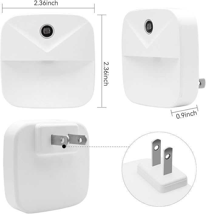 Night Light 4 Pack Plug Into Wall Intelligent Dusk to Dawn Sensor Activated for Hallways, Kids Room, Kitchen
