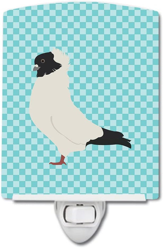 Caroline's Treasures BB8126CNL Nun Pigeon Blue Check Ceramic Night Light Compact, UL-Certified, Ideal for Bedroom, Bathroom, Nursery, Hallway, Kitchen, 6x4x3, Multicolor