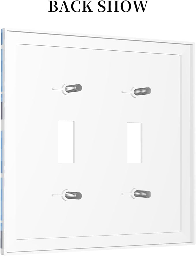 Sharks and Ocean Fish Double Toggle Light Switch Covers 2 Gang Wall Plate Dual Decorative Switchplate Electrical Faceplate for Bathroom Country Kitchen Bedroom Decor, 4.9" x 5"