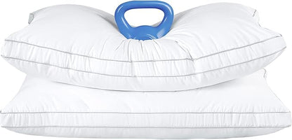 Standard/Queen Size Set of 2 - Adjustable Down Alternative Bed Pillows - Stomach, Luxury, Cooling Neck Pillow for Sleeping Back, and Side Sleepers (Queen (Pack of 2))