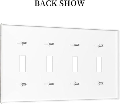 Rustic Western Wood Barn Door Horseshoe Iron Star Quad Toggle Light Switch Covers 4 Gang Wall Plate Decorative Switchplate Electrical Faceplate for Farmhouse Country Bedroom Decor