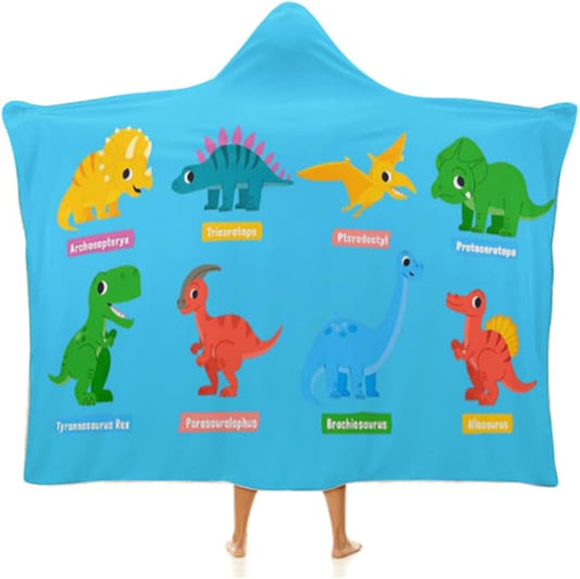 Kids Hooded Towels, Beach Bath Towel, Surf Poncho Toddlers Soft Thick Large Absorbent Cotton Wrap for Boy Girl, Shower/Beach/Pool 50"x30" (Dinosaur)