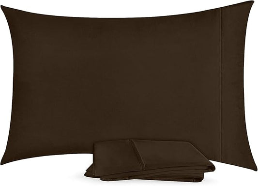 Utopia Bedding Standard Pillow Cases - 2 Pack - Envelope Closure - Soft Brushed Microfiber Fabric - Shrinkage and Fade Resistant Pillow Covers 20 X 26 Inches (Standard, Brown)