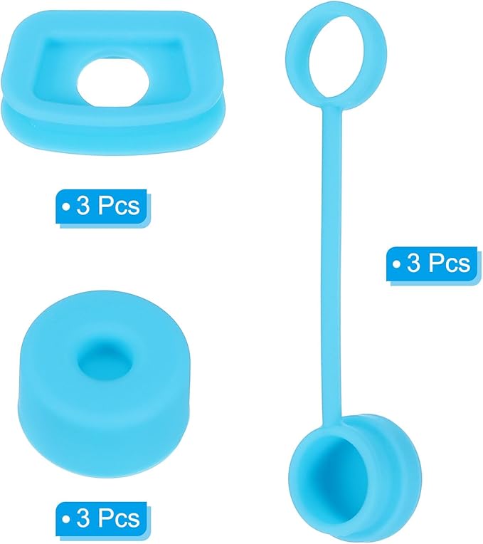 PATIKIL Silicone Spill Stopper for Straw Cup 2.0 40oz/ 30oz, Set of 9 Tumbler Accessories Including 3 Straw Cover Cap, 3 Square Spill Stopper and 3 Round Leak Stopper, Blue