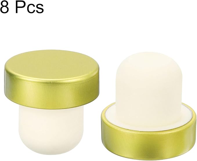 uxcell 8Pcs T-shaped Stoppers, 0.79inch Dia Cork Wine Stopper Reusable Wine Bottle Corks Sealing Plug for Wine Beer Beverage Bottle Crafts, Gold