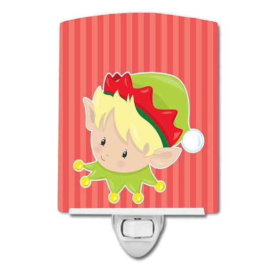 Caroline's Treasures BB8666CNL Christmas Blonde Boy Elf Ceramic Night Light Compact, UL-Certified, Ideal for Bedroom, Bathroom, Nursery, Hallway, Kitchen, 6x4x3, Multicolor