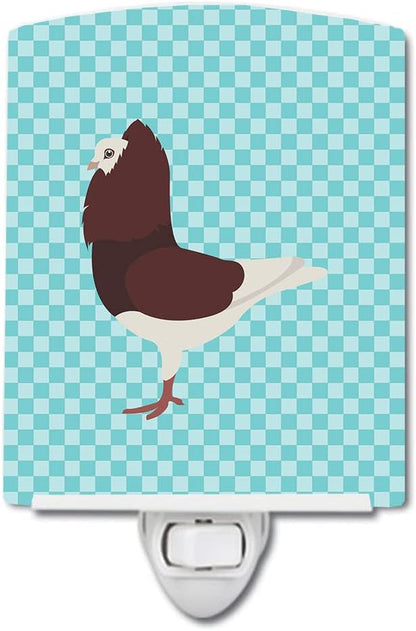 Caroline's Treasures BB8122CNL Capuchin Red Pigeon Blue Check Ceramic Night Light Compact, UL-Certified, Ideal for Bedroom, Bathroom, Nursery, Hallway, Kitchen, 6x4x3, Multicolor