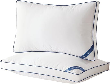 BedTreat Goose Down Feather Pillows Standard Size Set of 2, Luxury Soft Hotel Quality Pillows for Sleeping, Organic Cotton Cover Bed Pillows