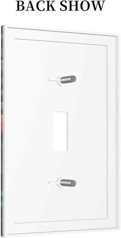 Boho Floral Vintage Flower Leaves Rustic Wildflower Plants 1 Gang Light Switch Covers Single Toggle Wall Plate Decorative Switchcover Electrical Switchplate for Country Bathroom Bedroom Decor